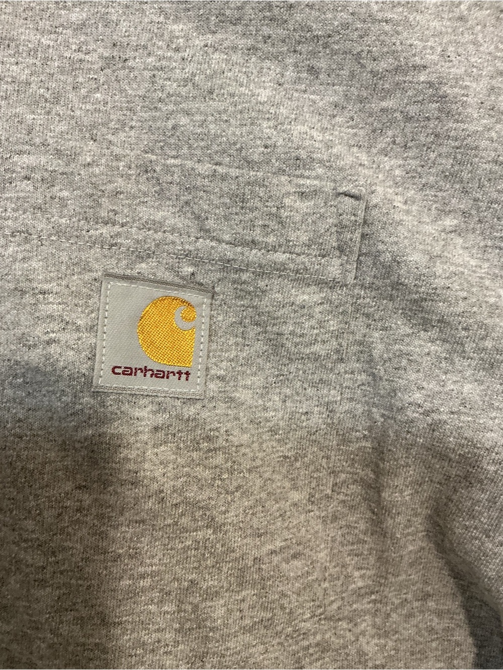 Carhartt Heather Gray Short Sleeve Pocket Tee with USA Sleeve Patch - Picture 3 of 7